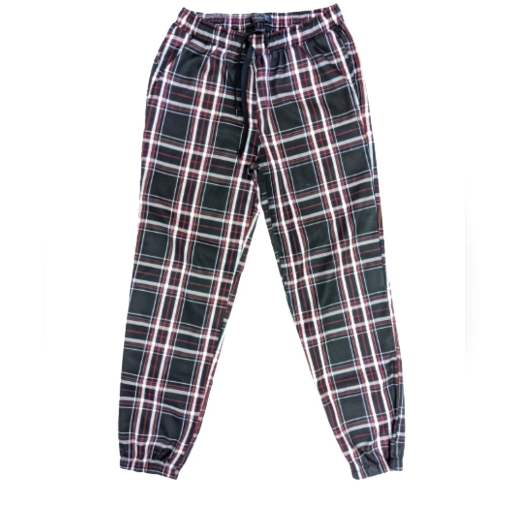 Streetwear Society women's black plaid joggers size S